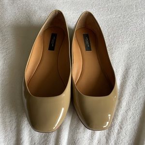 Ann Taylor Taupe Leather Ballet Flats
